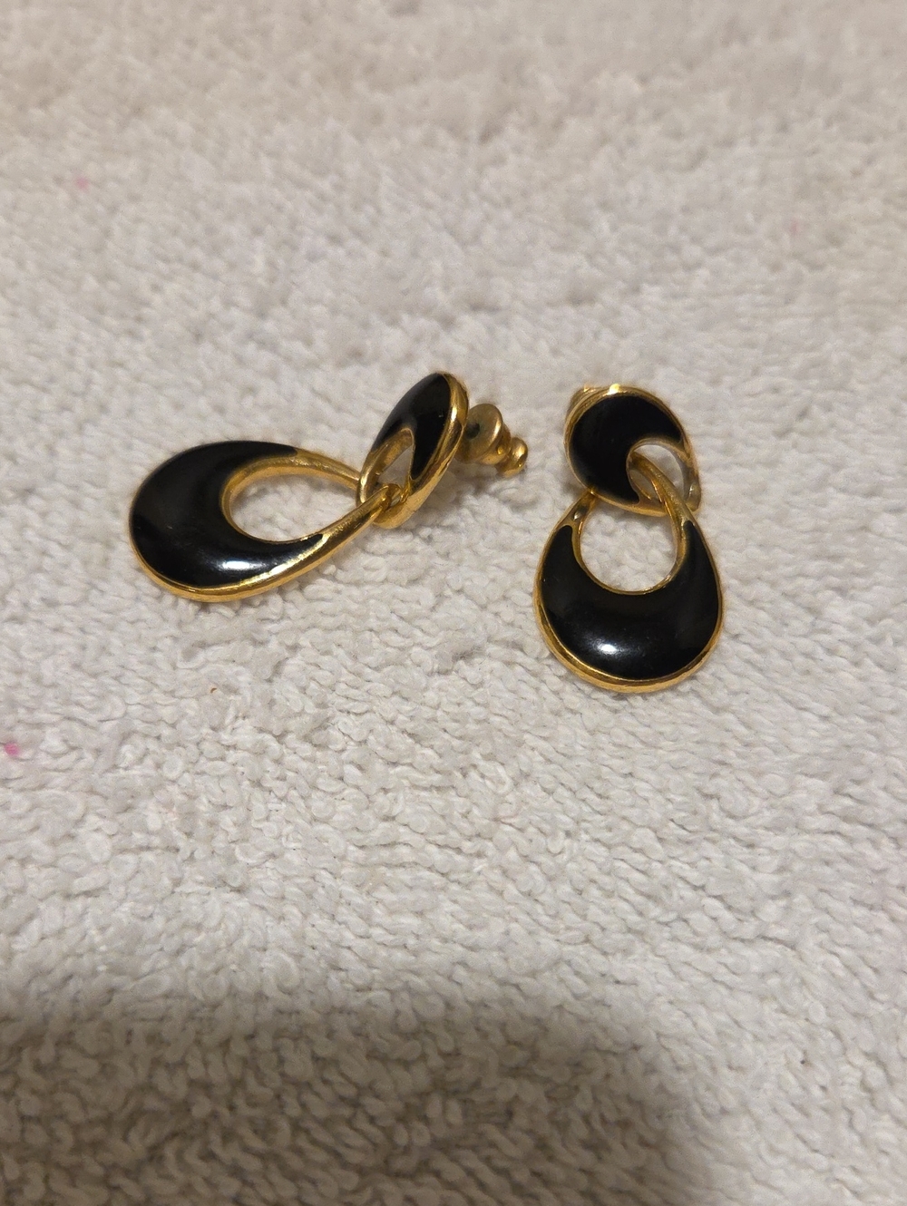 Gold & Black Loop Drop Earrings - Women Jewelry